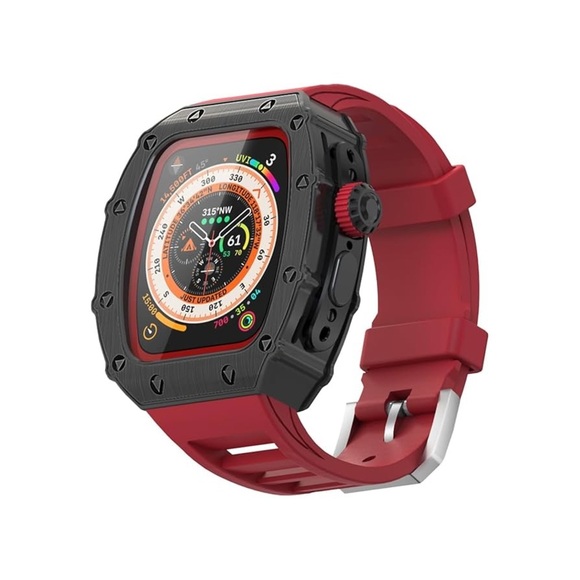 NIB HUALIMEI For Apple Watch Ultra Band 49mm Case in Black/Red - Picture 3 of 16